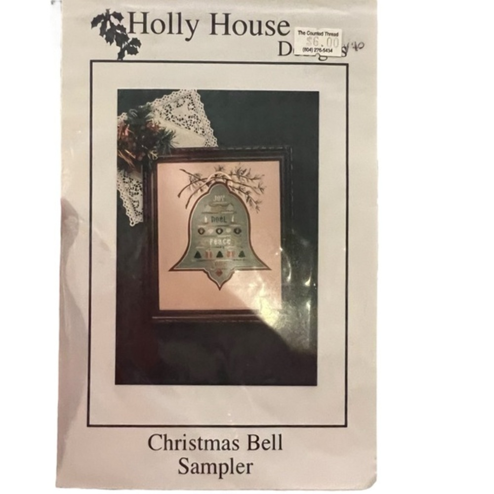 Vintage Counted Cross Stitch Leaflet Holly House Designs Christmas Bell Sampler
